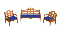 Palladian Lounge Set With 1 Sofa, 2 Lounge Chairs And 3 Blue Sunbrella Cushions
