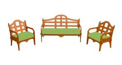 Palladian Lounge Set With 1 Sofa, 2 Lounge Chairs And 3 Ginko Green Sunbrella Cushions