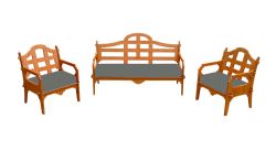 Palladian Lounge Set With 1 Sofa, 2 Lounge Chairs And 3 Charcoal Sunbrella Cushions