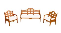 Palladian Lounge Set With 1 Sofa, 2 Lounge Chairs And 3 White Sunbrella Cushions