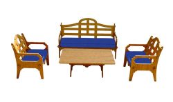 Palladian Lounge Set With 1 Sofa, 2 Lounge Chairs And 1 Cocktail Table And 3 Blue Sunbrella Cushions