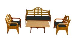 Palladian Lounge Set With 1 Sofa, 2 Lounge Chairs And 1 Cocktail Table And 3 Black Sunbrella Cushions