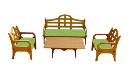 Palladian Lounge Set With 1 Sofa, 2 Lounge Chairs And 1 Cocktail Table And 3 Ginko Green Sunbrella Cushions