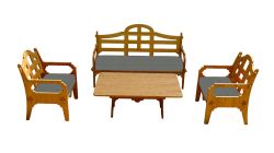Palladian Lounge Set With 1 Sofa, 2 Lounge Chairs And 1 Cocktail Table And 3 Charcoal Sunbrella Cushions