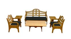 Palladian Lounge Set With 1 Sofa, 2 Lounge Chairs, 1 Coctail Table, 2 Medium Side Tables And 3 Black Sunbrella Cushions