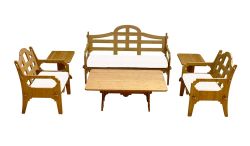 Palladian Lounge Set With 1 Sofa, 2 Lounge Chairs, 1 Coctail Table, 2 Medium Side Tables And 3 White Sunbrella Cushions