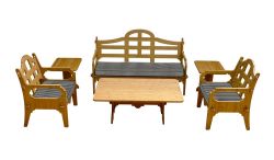 Palladian Lounge Set With 1 Sofa, 2 Lounge Chairs, 1 Coctail Table, 2 Medium Side Tables And 3 Black And White Striped Sunbrella Cushions