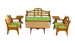 Palladian Lounge Set With 1 Sofa, 2 Lounge Chairs, 1 Coctail Table, 2 Small Side Tables And 3 Ginko Green Sunbrella Cushions