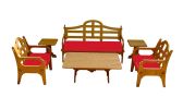 Palladian Lounge Set With 1 Sofa, 2 Lounge Chairs, 1 Coctail Table, 2 Small Side Tables And 3 Red Sunbrella Cushions