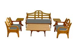 Palladian Lounge Set With 1 Sofa, 2 Lounge Chairs, 1 Coctail Table, 2 Small Side Tables And 3 Charcoal Sunbrella Cushions