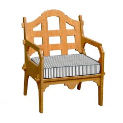 Palladian Lounge Chair With White And Blue Striped Sunbrella Cushion