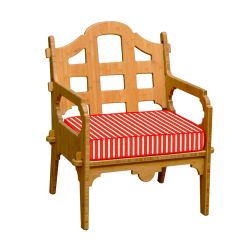 Palladian Lounge Chair With Red And White Striped Sunbrella Cushion