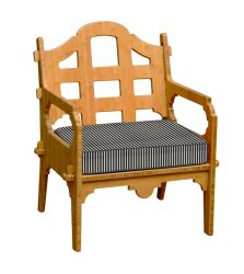 Palladian Lounge Chair With Black And White Striped Sunbrella Cushion