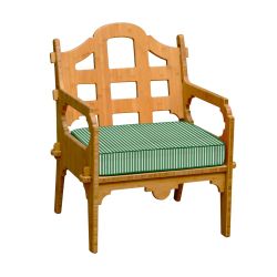 Palladian Lounge Chair With Green And White Striped Sunbrella Cushion