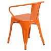 Orange Metal Indoor-Outdoor Chair with Arms