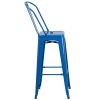 30'' High Blue Metal Indoor-Outdoor Barstool with Back