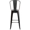 30'' High Black-Antique Gold Metal Indoor-Outdoor Barstool with Back