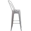 30'' High Silver Metal Indoor-Outdoor Barstool with Back