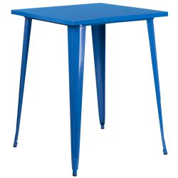 31.5'' Square Bar Height Blue Metal Indoor-Outdoor Table