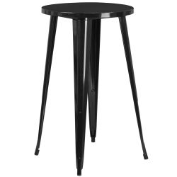 24'' Round Black Metal Indoor-Outdoor Bar Height Table