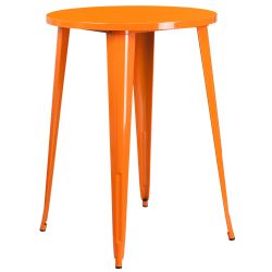 30'' Round Orange Metal Indoor-Outdoor Bar Height Table