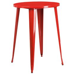30'' Round Red Metal Indoor-Outdoor Bar Height Table