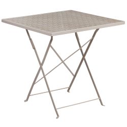 28'' Square Light Gray Indoor-Outdoor Steel Folding Patio Table