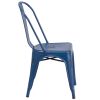 Distressed Antique Blue Metal Indoor-Outdoor Stackable Chair