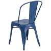 Distressed Antique Blue Metal Indoor-Outdoor Stackable Chair
