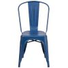 Distressed Antique Blue Metal Indoor-Outdoor Stackable Chair
