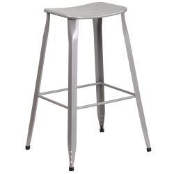 30'' High Silver Metal Indoor-Outdoor Barstool