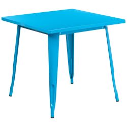 31.5'' Square Crystal Blue Metal Indoor-Outdoor Table