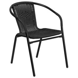 Black Rattan Indoor-Outdoor Restaurant Stack Chair