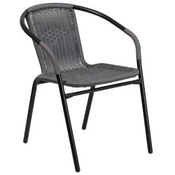 Gray Rattan Indoor-Outdoor Restaurant Stack Chair