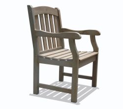 Renaissance Hand-scraped Hardwood Acacia Slatted Back and Seat Outdoor Arm Chair