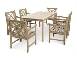 Renaissance Eco-friendly 7-piece Outdoor Hand-scraped Hardwood Hardwood Dining Set with Rectangle Table and Arm Chairs