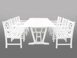 Bradley Eco-friendly 7-piece Outdoor White Hardwood Dining Set with Rectangle Extention Table and Arm Chairs
