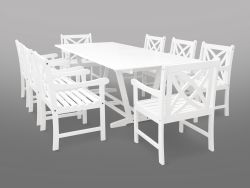 Bradley Eco-friendly 9-piece Outdoor White Hardwood Dining Set with Rectangle Extention Table and Arm Chairs