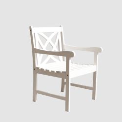 Bradley Eco-friendly Outdoor White Hardwood Garden Arm Chair