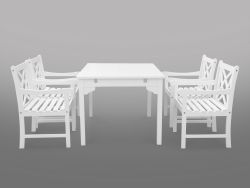 Bradley Eco-friendly 5-piece Outdoor White Hardwood Dining Set with Rectangle Table and Arm Chairs