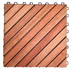 11 Diagonal Slat Eucalyptus Interlocking Deck Tile