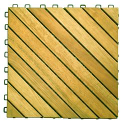 11 Diagonal Slat Acacia Interlocking Deck Tile  (Teak Finish)