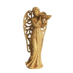 24.5"" Tranquil Angel with Scrollwork Wings Outdoor Patio Garden Birdbath