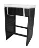7-Piece Black Resin Wicker Outdoor Furniture Bar Dining Set - White Cushions