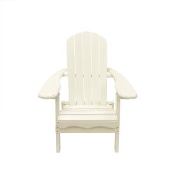 40"" White Wooden Folding Outdoor Patio Adirondack Chair