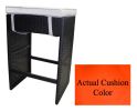 7-Piece Black Resin Wicker Outdoor Furniture Bar Dining Set - Orange Cushions