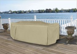 Durable Full Vinyl Premium Outdoor Round Patio Full Set Cover - Khaki