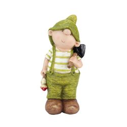 23"" Young Boy Gnome with Shovel Spring Outdoor Garden Patio Figure
