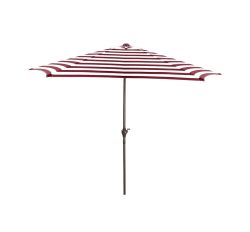 9' Outdoor Patio Market Umbrella with Hand Crank and Tilt - Burgundy and White Stripe