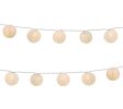 Set of 10 White Fabric Round Chinese Lantern Summer Garden Patio Christmas Lights - White Wire